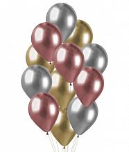 Balónový buket Chrome Luxus pink - 12 ks