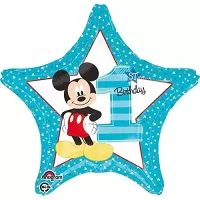 Fóliový balónik hviezda 1st birthday Mickey 45 cm
