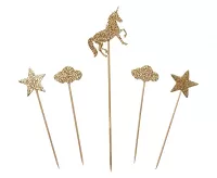 Napichovátka trblietavý Unicorn zlaté 5 ks