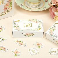 Darčekové svadobné krabičky biele s ružou Cake - 10 ks