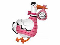 Fóliový balónik Bocian Ružový 91cm