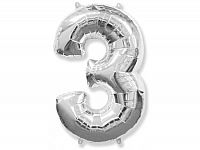 Číslica 3 strieborná - 82cm