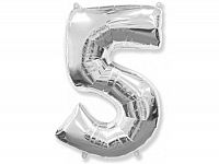 Číslica 5 strieborná - 82cm