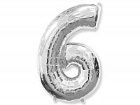 Číslica 6 strieborná - 82cm