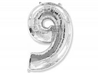 Číslica 9 strieborná - 82cm