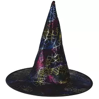 Čarodejnícky klobúk s holografickou farebnou pavučinou