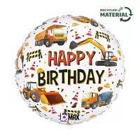 Fóliový balónik okrúhly Happy Birthday staveniska 46 cm