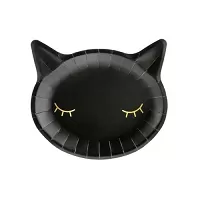 Papírové talíře černá kočička 22 x 20 cm