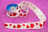 Stuha biela s potlačou - srdiečka 4 mm x 9,1 m