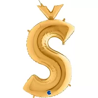 Fóliové písmeno S s háčikom zlaté 102 cm
