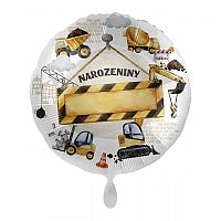 Fóliový balónik Narodeniny s doplnením mena stavba 43 cm