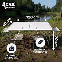 Acra campingový set stolík a 4 stoličky C3L