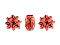 Set stuhy a hviezdičiek na darčeky - 3 ks - červený