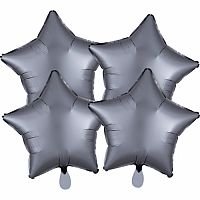 Fóliové balóniky hviezdy Satin Luxe Grafitové, 4 ks