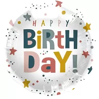 Fóliový balónik dúhovej konfety - Happy Birthday 45 cm