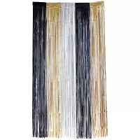 Party záves - pruhy - zlato-strieborno-čierny 200 x 100 cm