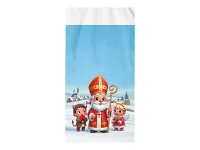 Mikulášsky sáčok - Mikuláš čert a anjel - modrý 20 x 39 cm