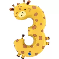 Fóliová číslica Puppyloons 3 žirafa 91 cm