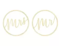 Dekorácia závesná Mr Mrs 38cm 2ks