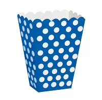 Krabica na popcorn tmavo modrá s bielymi bodkami 8ks