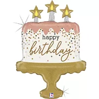 Fóliový balónik Tortu Rosegold s konfetami 84cm