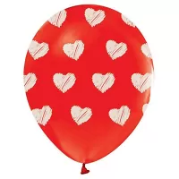 Latexový balónik červený so srdiečkami 30 cm